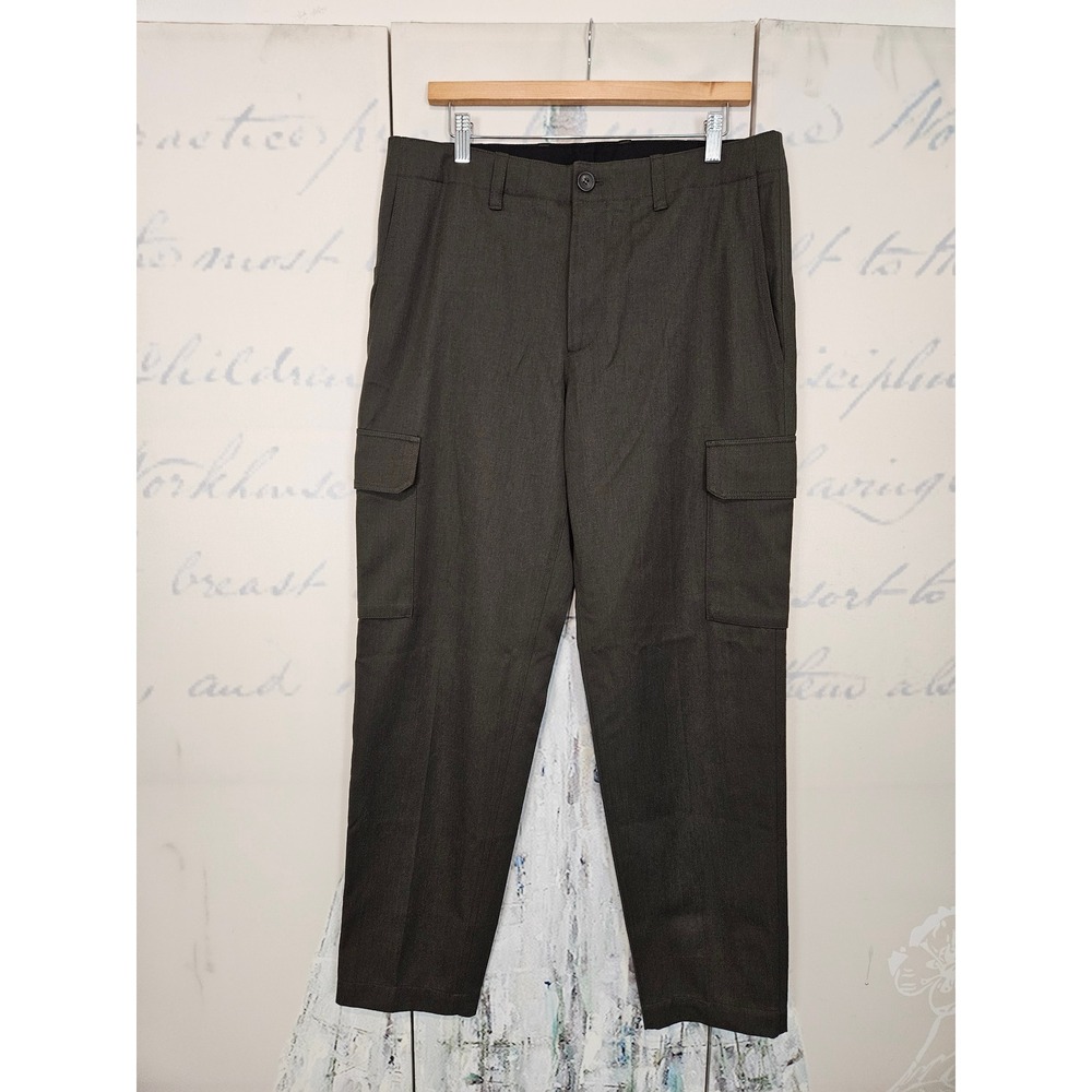 COS Mens Wool‎ Cotton Tailored Cargo Pants Dark Olive Green 34R